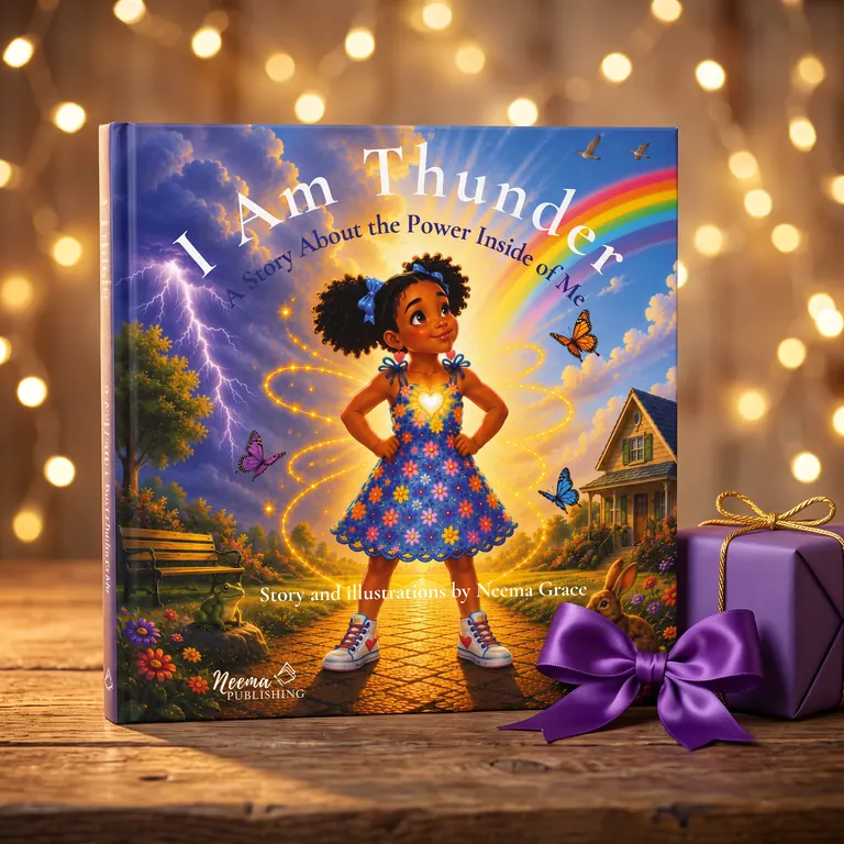 I Am Thunder with lights and a gift ribbon